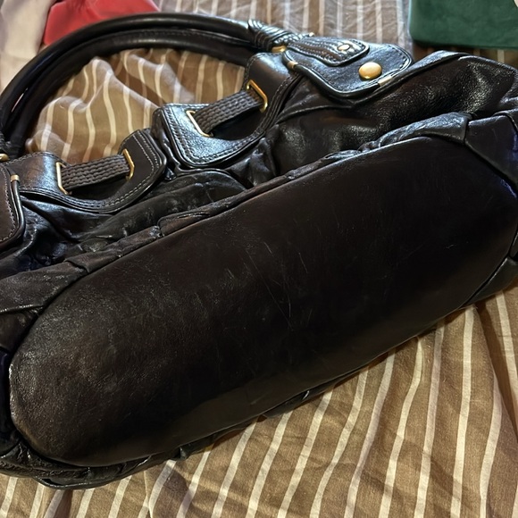 Y2K Juicy Couture Black Leather HoBo Bag w/ Gold Hardware - Picture 5 of 11